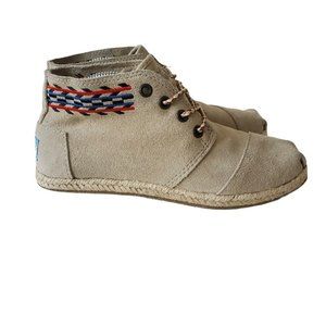 Toms Sand Alarco Desert Botas Chukka Boot Suede Leather Tan Lace Up Size 5.5